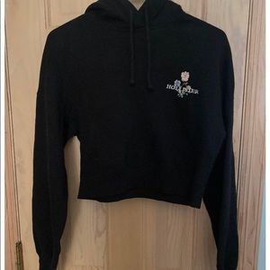 Hollister Cropped Floral Logo Sweatshirt